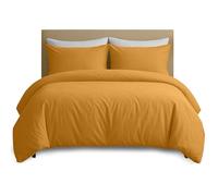 Hafaa Super King Duvet Cover Set - Mustard Bedding Brushed Microfibre Quilt Cover with 2 Pillow Cases