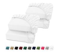 Hafaa Super King Fitted Sheet-4 Pack White 100% Organic Cotton Jersey Fitted Sheets-25 cm Deep Pocket Easy Care- Soft and Breathable Deep Fitted Size Bed Sheet (180X200)