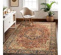 Hafaa Washable Rugs Living Room 80x150 cm - Soft Short Pile Area Rugs For Bedroom Dining Room, Kitchen Carpet Non Slip Traditional Oriental Floral Design Vintage Boho Cashmere Rug, Majestic