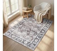 Hafaa Washable Rugs Living Room 80x150 cm - Soft Short Pile Brown Area Rugs For Bedroom Dining Room, Kitchen Carpet Non Slip Bedside Rug Traditional Floral Design Vintage Boho Cashmere Rug, Harmony