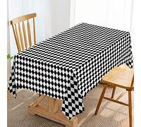 Hafangry Black and White Diamond Checkered Tablecloth Gingham Tea Themed Party Decoration Picnic Holiday Lattice Kitchen Dining Room Home Decor-60×84inch