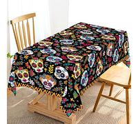 Hafangry Dia DE Los Muertos Tablecloth Day of The Dead Sugar Skull Decor Mexican Fiesta Halloween Themed Party Decoration Kitchen Dining Room Table Cloth (60" x 104")