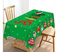 Hafangry Green Christmas Tablecloth Whoville Winter Believe Birthday Party Decoration Rectangular Holiday Kitchen Dining Room Decor (60" x 84")