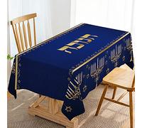 Hafangry Hanukkah Table Cloth Hebrew Jewish Chanukah Menorah Party Decoration Star of David Decor Kitchen Dining Room Home Table Cover-60×84inch