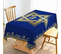 Hafangry Hanukkah Tablecloth Jewish Chanukah Star of David Table Decoration Menorah Festival Day Home Kitchen Dining Room Indoor Outdoor Table Decor-60×84inch