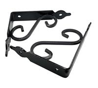 HAFD Decorative Metal Shelf Brackets, Heavy Duty Wall Mounted Scroll Brackets for Shelves, Furniture and Floating Shelf Support, Black Steel Rustic Vintage Style, Pack of 2