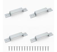 HAFD Galvanised Steel Security Panel Brackets 223mm x 40mm, Heavy Duty Fence Fixing Plates with Screws, Rust-Resistant Mounting Hardware for Garden & Outdoor Use (Pack of 4)