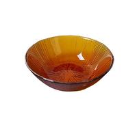 HAFEISI Living Room Decorative Tray,Glass Crystal Fruit Plate, Clear Serving Plate, Gold Inlay Dinner Plate Multipurpose Tray Snack Candy Decorative Plate for Home Wedding Party,2PCS(Bowl-Amber)