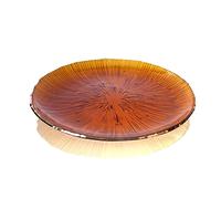 HAFEISI Living Room Decorative Tray,Glass Crystal Fruit Plate, Clear Serving Plate, Gold Inlay Dinner Plate Multipurpose Tray Snack Candy Decorative Plate for Home Wedding Party,2PCS(Plate-Amber)