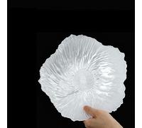 HAFEISI Living Room Decorative Tray,Glass Fruit Plate, Flower Shape Crystal Dinner Plate, Snack Dessert Plate Serving Tray Decorative Plate for Wedding Party Office,2PCS(Pearl White)