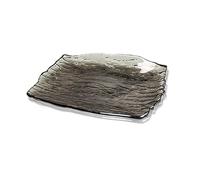 HAFEISI Living Room Decorative Tray,Glass Square Fruit Plate, Crystal Clear Salad Plate, Gold Inlay Serving Plate, Snack Dessert Plate Multipurpose Tray Decorative Plate for Home Wedding Party - Grey