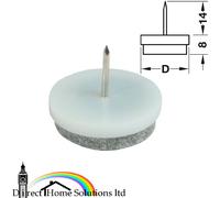 Hafele Pin Type Felt Glide Chair Glides Various Packs and Sizes - 18 / 20 / 24mm