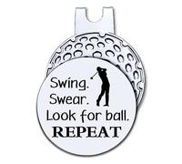 Hafhue Swing Swear Look for Ball Repeat Golf Ball Marker with Magnetic Hat Clip, Golf Ball Markers for Dad, Funny Golf Accessories for Dad, from Daughter