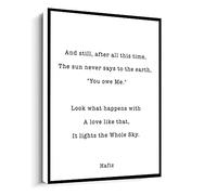 Hafiz Quote Print,And Still,After All This Time,The Sun Never Says To The Earth,You Owe Me Hafiz Poetry Canvas Wall Art For Living Room Bedroom Office Home Decoration Artwork 121X6Inch Unframed