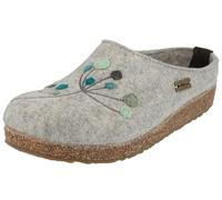 HAFLINGER Grizzly Amaya 751009 Women's Embroidered Slippers Felt, gray, 8 UK