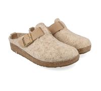 HAFLINGER Grizzly Chicago Felt Slippers Rubber Sole Leather Strap with Buckle Unisex, Enrolled, 10 UK