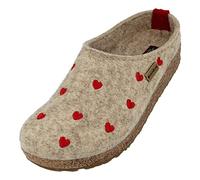 HAFLINGER Grizzly Cuoricini Felt Slippers Heart Slippers Cork, Mottled 46, 4 UK