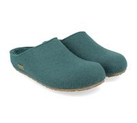 HAFLINGER Grizzly Michl Felt Slippers with Rubber Sole, pine green, 7 UK