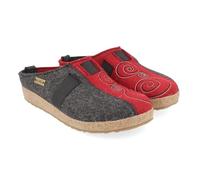 HAFLINGER Magic Felt Clogs Mules Shoes Unisex, Red 609, 6 Women/4 Men