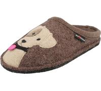 HAFLINGER Rudi 313107 Women's Felt Slippers with Dog with Heart Flair, brown, 38 EU