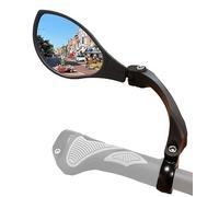 Hafny New Handlebar Bike Mirror, HD Blast-Resistant, Safe Crystal Clear Glass Mirror, Adjustable Rotatable Bike Mirror, Rearview Mirror, Bicycle Mirror, HF-M902LB-FR01(Anti-glare Blue Left)