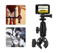 HAFOKO Bike Camera Clamp Mount compatible for Insta360 X5-X Motorcycle Double Socket Arm 1/4" 360°BallHead Adapter compatible for Gopro Hero 12-7 Smartphone Monitor LED Lights,compatible for Osmo 360