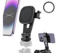 HAFOKO Magnetic Smartphone Tripod Mount Clamp Camera Phone Holder Desktop Adapter Stand with 1/4" Cold Shoe 360° Rotation Compatible for iPhone 16/15/14/13/12 Plus Max Android