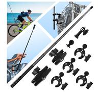 HAFOKO Motorcycle Camera Mount Kit Compatible for Insta360 X5-X Double Clamp Mount compatible for Osmo 360,with 47”Invisible Stick Motorcycle Bike Handlebar Mount Compatible with GoPro 12-3 UTV ATV
