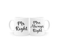 HAFOUXIGM Mr Right Mrs Always Right Coffee Mug Set, Gifts Ideas for Couples, Wedding Anniversary, Engagement, His & Hers, Bride and Groom, Parents, Newlyweds Bridal Shower, 11Oz Ceramic