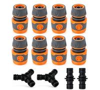 HAFRILY 12-Piece Hose Connector Set 1/2 Inch for Gardena Coupling 13 mm | With 8 hose couplings, 2 Y-distributors and 2 double connectors for garden hose connection and irrigation