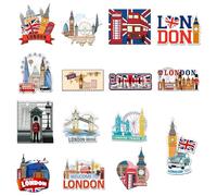 HAFRILY 15 Pcs London Fridge Magnet Big Ben Tower Bridge England Car London Landmark Icons Fridge Magnet London Souvenirs Gifts for Holiday Tourism Home Decoration