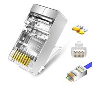HAFRILY 20PCS Shielded RJ45 Cat6 Cat6A CAT7 Connectors | RJ45 Gold Plated 8P8C Two-Piece Shield Crystal Head, 1.5mm Aperture for AWG23 0.57MM Wire Diameter