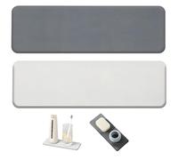 HAFRILY 2PCS Diatomite Stone Drying Mat Fast Drying Mat for Kitchen Counter Sink Diatomaceous Earth Water Absorbing Stone Tray Bathroom Soap Dispenser Tray Dark Gray & Light Gray