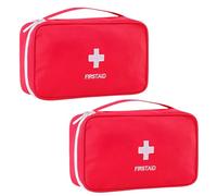 HAFRILY 2Pcs Red First Aid Bag Empty Mini Travel First Aid Kit Medical Bag Pouch with Divider Compartments Small Travel First Aid Kit for Holiday Hiking Car Home Grab Bag Use