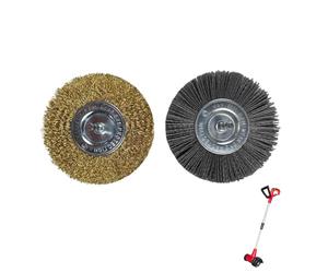 HAFRILY 2Pcs Replacement for Lazy-Weeder Electric Weed Brush Block Paving Brush Weed Remover Brush Cleaning Sanding and Polishing with Wire Wheel Brush and Nylon Brush 5000 RPM