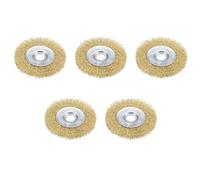 HAFRILY 4 Inch Patio Cleaner Wire Brush for Ryobi Drill with 5/8 Inch Arbor Hole Heavy Duty Brass Crimped Steel Wire Brush Set 5Pcs for Rust Removal Cleaning Sanding Polishing for Wire Wheel