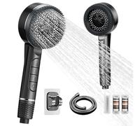 HAFRILY 4 Mode Hard Water Filter Shower Head with 1.5m Shower Head Hose Holder and 3Pcs Filters Cartridgess for DIY Bathroom Kitchen