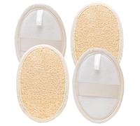 HAFRILY 4 Pack Natural Loofah Sponge Exfoliating Shower Loofah Mitt Back Scrubber Reusable Bath Sponge for Men and Women Natural Body Puff for Face Body Back