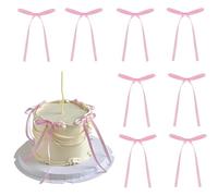 HAFRILY 40Pcs Pink Cake Bows Toppers Pink Bows Cake Decorations Stick on Bows for Ablution Baby Shower Wedding Party Wedding Anniversary Cake Christmas Tree Decorating Supplies