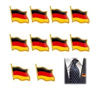 HAFRILY Pack of 10 Germany Flag Badges National Badge for Germany Flag Pin Flip Collar Pins Pin Durable and Colourfast Germany Flag, 2.5x2cm, Brass, iron