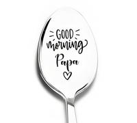 HAFRlLY Dad Gifts Coffee Spoon Gift for Father's Day Gift Birthday Gift from Daughter or Son Engraved Coffee Tea Spoons Coffee Gifts for Mens Gift for Papa Daddy (Good Morning Papa)