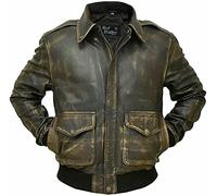 Hafsah A2 Aviator Flying Tiger WWII Flight Jacket-Men's Real Leather Pilot Jacket-Vintage Leather Jacket (A-2 Aviator Flight Leather Jacket, l)