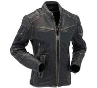 Hafsah Cafe Racer Vintage Leather Jacket Men-Antique Motorcycle Distressed Leather Jacket | Retro Biker Leather Jacket |Mens Cafe Racer Jacket (Retro1-Distressed Black Jacket, 4x_l)