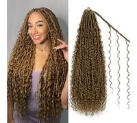 Haftaluv Boho Synthetic Hair 9 Packs Long Goddess Locks 24" Boho Style Soft Locs with Curly Ends Pre Looped Bohemian Crochet Hair for Women 24" #27