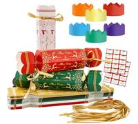 Hafuvool Christmas Crackers 30 Pack, Make Your Own Christmas Crackers Kit with Ribbons, Jokes and Paper Hats, DIY Luxury Xmas Crackers Bulk