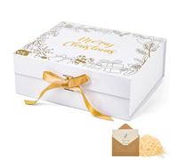 Hafuvool Large Gift Box Christmas for Presents, 33X27.5X12cm Gift Boxes with Magnetic Lids, Ribbon, Envelope and Shredded Paper, Empty Christmas Cardboard boxes for Xmas Party Gift Wrapping