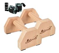 Hafuvool Wooden Parallettes Bars, Solid Beech Wood Push Up Handles Bars Board with Wrist Wraps, Non-slip Press Up Handles Bars Calisthenics Gymnastics Equipment for Strength Training