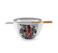 Hagary Tiger Ramen Bowl with Chopsticks Ceramic Bowl Stainless Steel Chopsticks Japanese Style Udon Miso Noodle Soup Bowls Designed in Korea (20 oz)