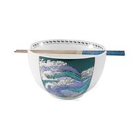 Hagary Wave Ramen Bowl Ceramic Bowl With Chopsticks Japanese Style Udon Miso Noodle Soup Bowls Designed in Korea Housewarming Wedding Gifts 30oz