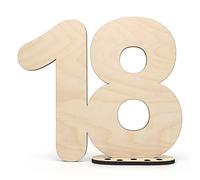 HAGEFOL Guest book wooden decoration sign number 18 - to write on yourself as a gift with stand and birthday candle holder - for 18th birthday decoration, 18th anniversary or wedding